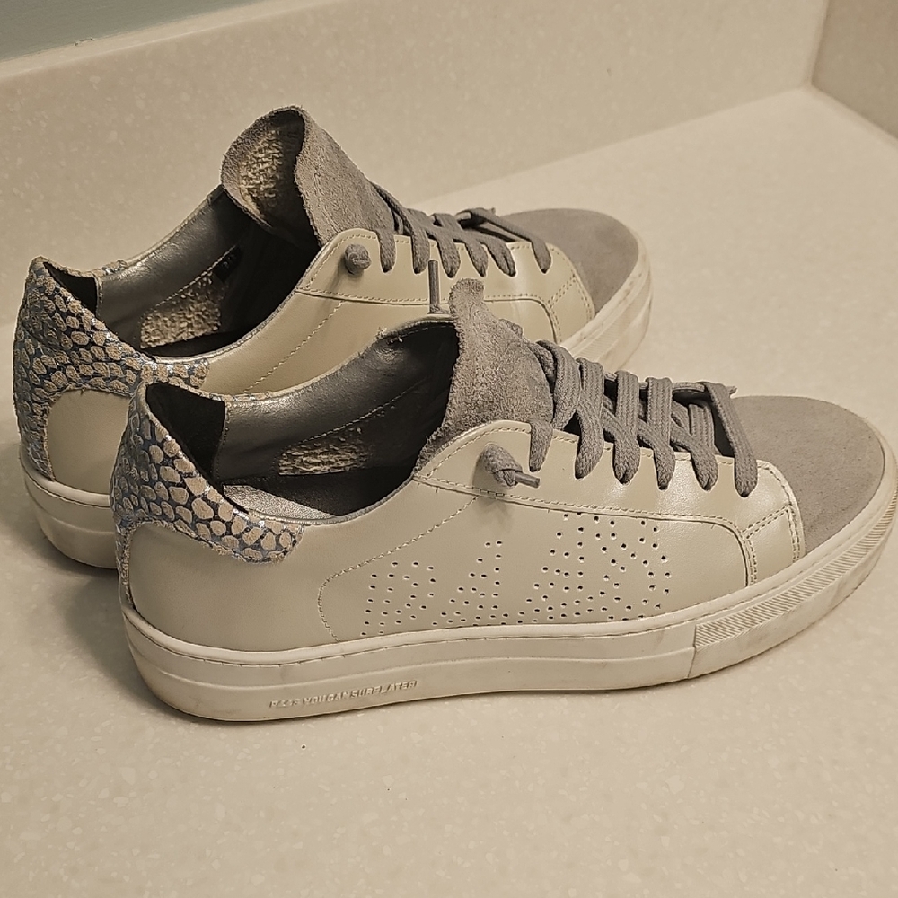 P448 Thea Gray and White Sneakers, Size 38